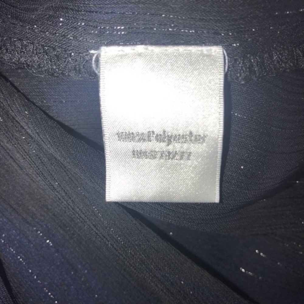 LC Lauren Conrad M semi sheer black metallic stripes flowing 3/4 sleeve top - Picture 4 of 8
